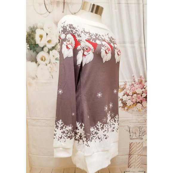 Christmas Women Jumper Sweater Off Shoulder Long Sleeve Pullover Top Sweatshirt - Picture 9 of 10